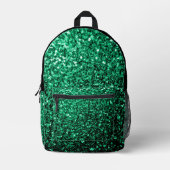 Smaragdgrüne Imitate Glitzer Glitzern und Schwarz Bedruckter Rucksack (Vorderseite)