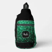 Smaragdgrüne Imitate Glitzern Glitzern Black Monog Crossbody Bag (Vorderseite)