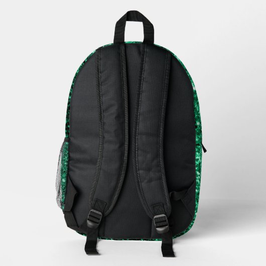 Smaragdgrüne Imitate Glitzern Glitzern Monogram Bedruckter Rucksack (Rückseite)