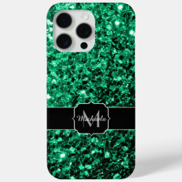Smaragdgrüne Imitate Glitzern Glitzern Monogram Case-Mate iPhone Hülle
