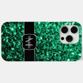 Smaragdgrüne Imitate Glitzern Glitzern Monogram Case-Mate iPhone Hülle (Rückseite (Horizontal))