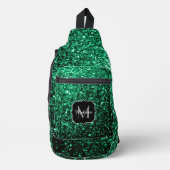 Smaragdgrüne Imitate Glitzern Glitzern Monogram Crossbody Bag (Vorderseite)