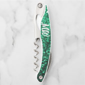 Smaragdgrüne Imitate Glitzern Glitzern Monogram Kellnermesser (Vorderseite)