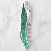 Smaragdgrüne Imitate Glitzern Glitzern Monogram Kellnermesser (Rückseite)