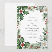 Smaragdgrüne Immergrüne Winterhochzeit Einladung (Vorne/Hinten)
