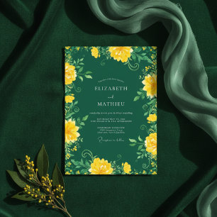 Smaragdgrüne intensive botanische Hochzeit Einladung