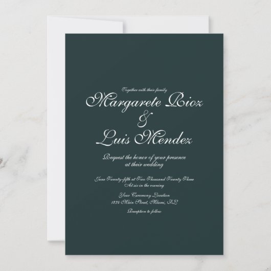 Smaragdgrüne Kalligrafie-Schrift Hochzeit Einladung (Vorderseite)