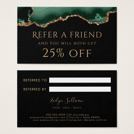 smaragdgrüne Karte (Vorne & Hinten)