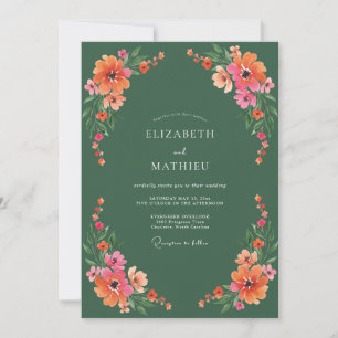 Smaragdgrüne lebendige botanische Hochzeit Einladung