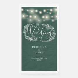 Smaragdgrüne Lichterkette Florale Hochzeit Serviette