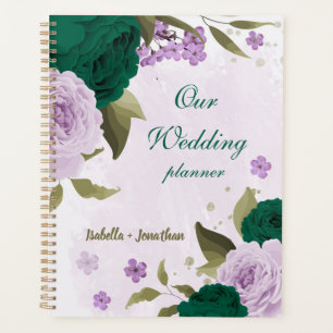 smaragdgrüne lila Blumen Hochzeit Planer