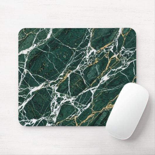 Smaragdgrüne Marmor Elegante Gold-Äderung Schreibt Mousepad (Mit Mouse)