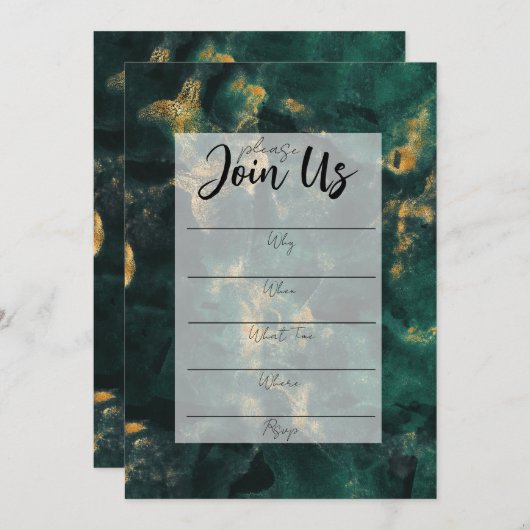 Smaragdgrüne Marmorfüllung in der leeren Einladung (Vorne/Hinten)