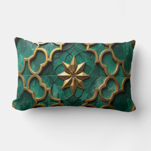 Smaragdgrüne maurische geometrische Kunstkissen Lendenkissen