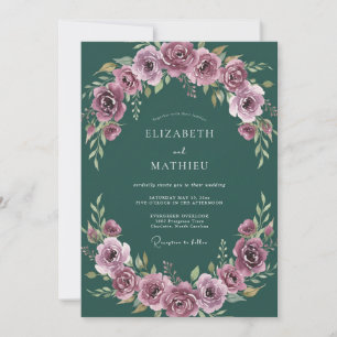 Smaragdgrüne melancholische romantische Hochzeit Einladung