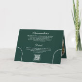 Smaragdgrüne minimale Arch Photo QR-Code Hochzeit Einladung (Rückseite)