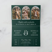 Smaragdgrüne minimale Arch Photo QR-Code Hochzeit Einladung (Innenseite)