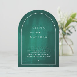 Smaragdgrüne, minimalistische geometrische Bogenho Einladung