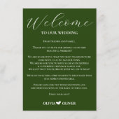 Smaragdgrüne minimalistische Hochzeitswochenende Begleitkarte (Vorderseite)