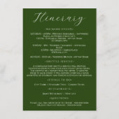 Smaragdgrüne minimalistische Hochzeitswochenende Begleitkarte (Rückseite)