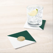 Smaragdgrüne minimalistische moderne Hochzeitsmono Rechteckiger Pappuntersetzer (Vor Ort)