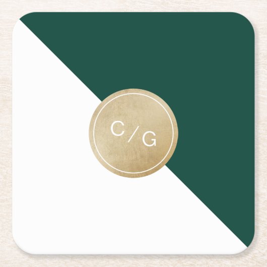 Smaragdgrüne minimalistische moderne Hochzeitsmono Rechteckiger Pappuntersetzer (Vorderseite)