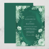 Smaragdgrüne Minzblatt-Hochzeit Einladung (Vorne/Hinten)