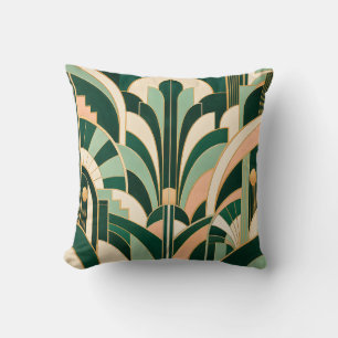 Smaragdgrüne Minze Art Deco Geometrie Kissen