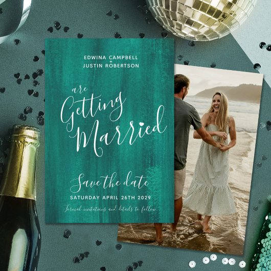 Smaragdgrüne moderne Kunst speichern Datumskarten Save The Date