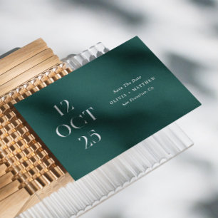 Smaragdgrüne, moderne, minimalistische Hochzeit de Save The Date