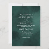 Smaragdgrüne Monogramm Elegante QR-Code-Hochzeit Einladung (Vorderseite)