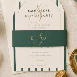 Smaragdgrüne Monogramm-Hochzeit Einladungsbanderole
