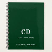 Smaragdgrüne Monogramm-Initialen 2026 Planer (Vorderseite)