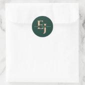 Smaragdgrüne Monogramm-Pärchen - Hochzeit im Herbs Runder Aufkleber (Tasche)