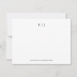 Smaragdgrüne monogrammierte Anfangsbuchstaben pers Mitteilungskarte