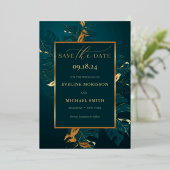 Smaragdgrüne Monsterfolie Save the Date Folieneinladung (Stehend vorne)