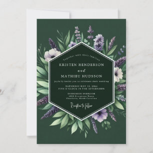 Smaragdgrüne Moody Wildblumen-Hochzeit Einladung