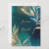 Smaragdgrüne Nebel Galaxie Nachthimmel Goldene Fol Einladung (Rückseite)