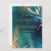 Smaragdgrüne Nebel Galaxie Nachthimmel Goldene Fol Einladung (Vorderseite)