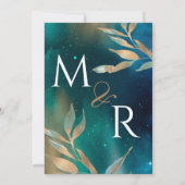 Smaragdgrüne Nebel Galaxie Nachthimmel Goldene Fol Einladung (Rückseite)