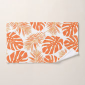 Smaragdgrüne, orangefarbene tropische Blätter und  Badhandtuch Set (Handtuch)