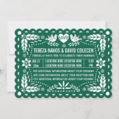 Smaragdgrüne Papel Picado Liebesvögel Hochzeit Einladung (Vorderseite)