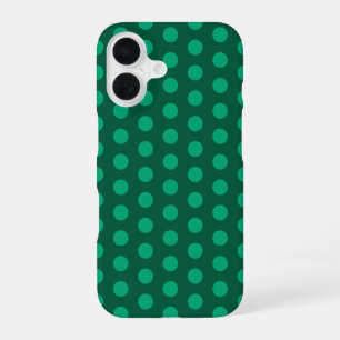 Smaragdgrüne Polka-Punkte iPhone 16 Hülle