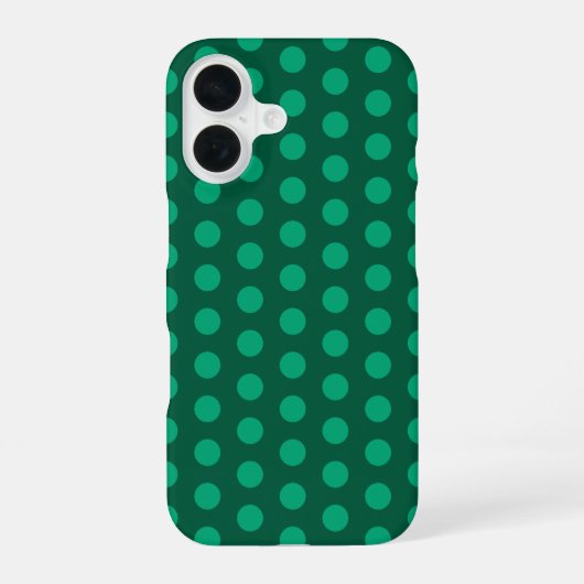Smaragdgrüne Polka-Punkte iPhone 16 Hülle (Rückseite)