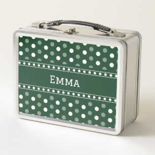 Smaragdgrüne Polka-Punkte Metall Brotdose