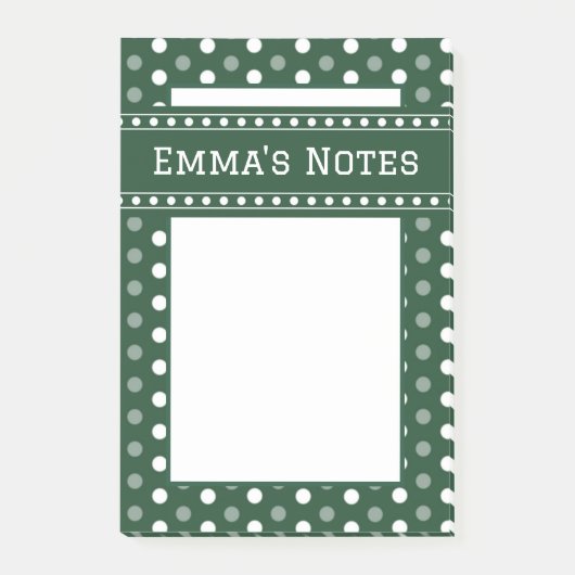 Smaragdgrüne Polka-Punkte Post-it Klebezettel (Vorderseite)