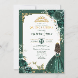 Smaragdgrüne Quinceañera Prinzessin 15. Geburtstag Einladung