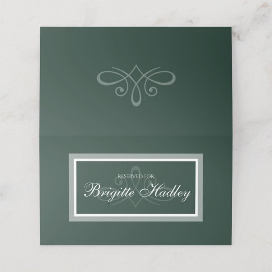 Smaragdgrüne r.s.v.p-Karte Platzkarte (Außenseite Aufgefaltet)