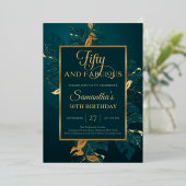 Smaragdgrüne reale Goldfolie fünfzig und fabelhaft Folieneinladung (Stehend vorne)