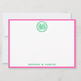 Smaragdgrüne Reben-Schrift-Monogramm-Schriftart DI Dankeskarte